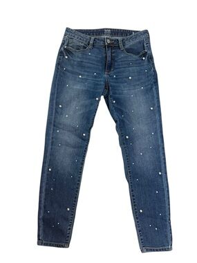 a.n.a Pearl & Rhinestone Embellished Skinny Jeans -  medium wash Size 2 / 26